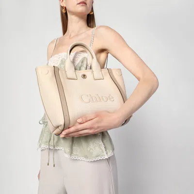 Chloé Carry Small Tote Bag In Blushy Beige Canvas