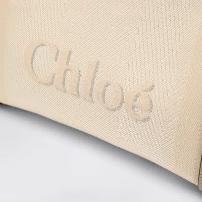 Chloé Carry Small Tote Bag In Blushy Beige Canvas