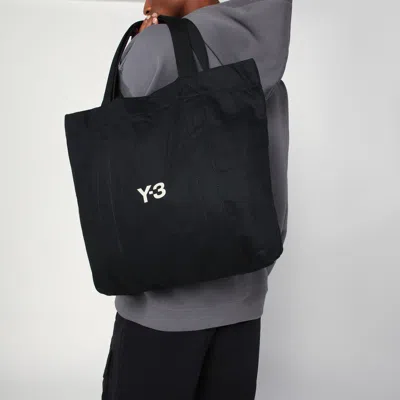 Y-3 Adidas Y 3 Black Cotton Tote Bag With Logo In Black