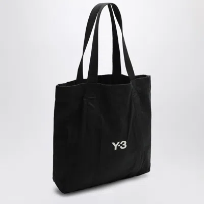 Y-3 Adidas Y 3 Black Cotton Tote Bag With Logo In Black