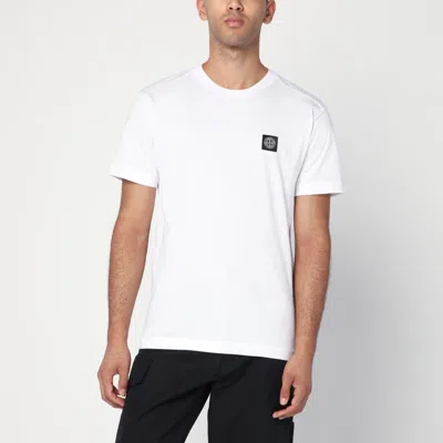 Stone Island Slit Fit Cotton Jersey T-shirt With Patch Logo In White