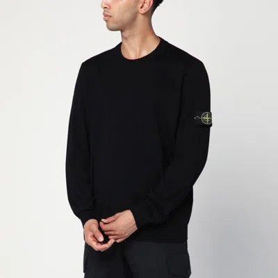 Stone Island Ribbed Detail Crew Neck Sweatshirt With Iconic Badge