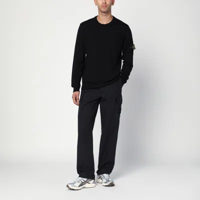 Stone Island Ribbed Detail Crew Neck Sweatshirt With Iconic Badge