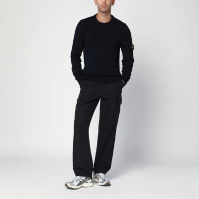 Stone Island Ribbed Detail Crew Neck Sweatshirt With Iconic Badge