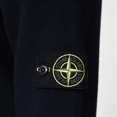 Stone Island Ribbed Detail Crew Neck Sweatshirt With Iconic Badge
