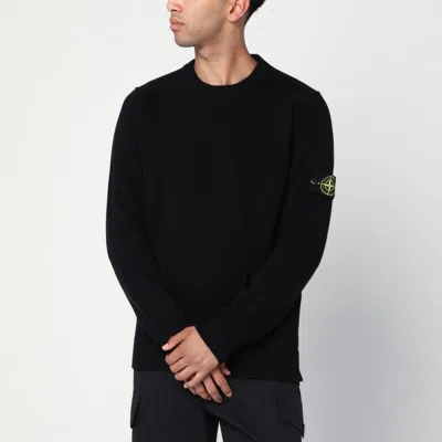 Stone Island Ribbed Detail Crew Neck Sweatshirt With Iconic Badge