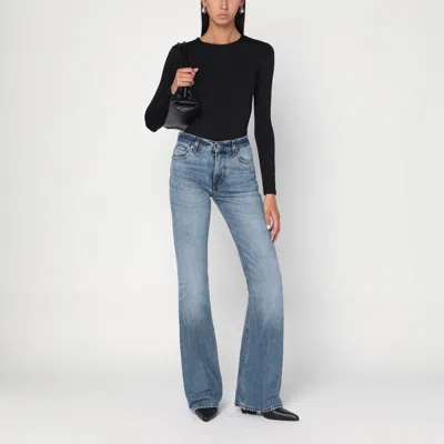 Haikure Flared Flora Jeans In Blue With Washed Effect