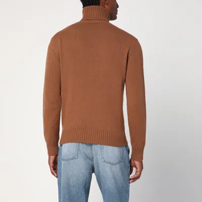 Ami Alexandre Mattiussi Ami Paris Hazelnut Ami De Coeur Turtleneck Sweater In Brown