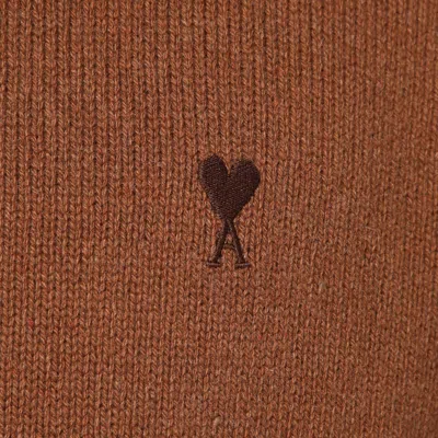 Ami Alexandre Mattiussi Ami Paris Hazelnut Ami De Coeur Turtleneck Sweater In Brown