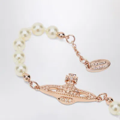 Vivienne Westwood Mini Bas Relief Pearl Bracelet Rose Gold In Gold
