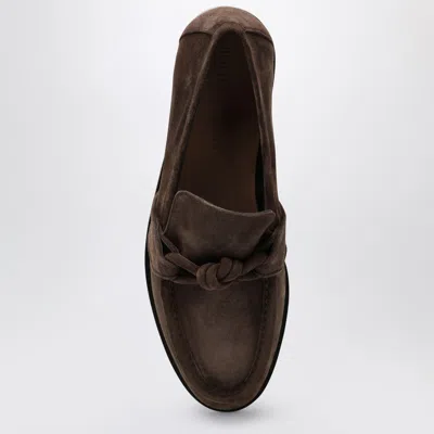 Bottega Veneta Astaire Fondente Suede Moccasin In Brown