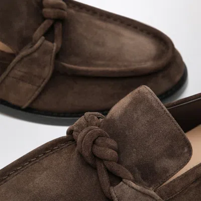 Bottega Veneta Astaire Fondente Suede Moccasin In Brown