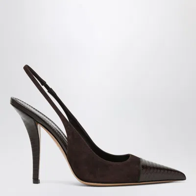 Paris Texas Brown Suede And Leather Slingback