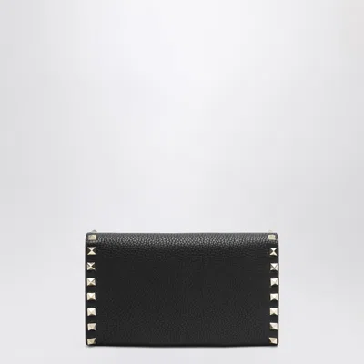 Valentino Black Rockstud Crossbody Wallet In Black