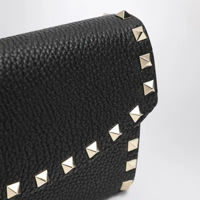 Valentino Black Rockstud Crossbody Wallet In Black