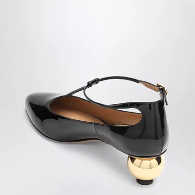 Ferragamo Round Toe T-bar Strap Gold Heel