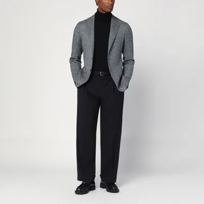 Tagliatore Grey Single-breasted Jacket Herringbone Pattern In Gray