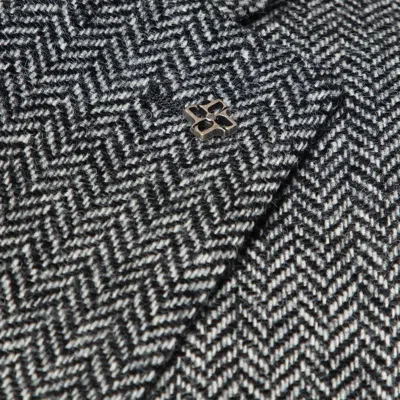 Tagliatore Grey Single-breasted Jacket Herringbone Pattern In Gray
