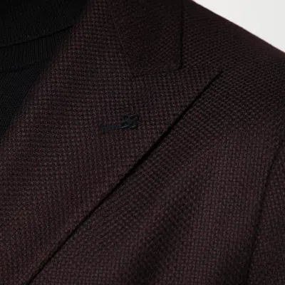 Tagliatore Single-breasted Jacket With Burgundy Pattern In Burgundy