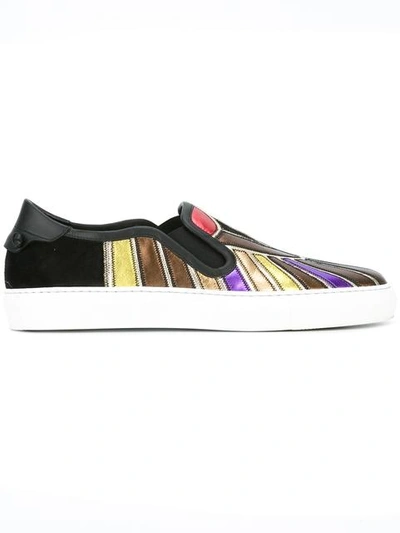 Givenchy Street Line Multicolor Metallic Leather Skate Sneakers In Black Multi