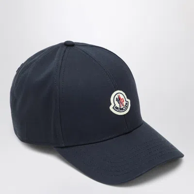 Moncler Men Cotton Gabardine Baseball Cap In Blue
