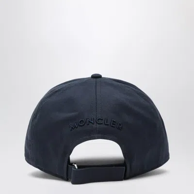 Moncler Men Cotton Gabardine Baseball Cap In Blue