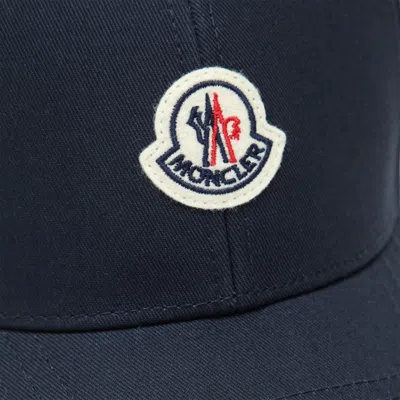 Moncler Men Cotton Gabardine Baseball Cap In Blue