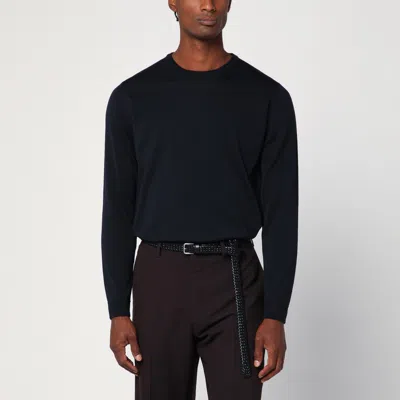 Roberto Collina Round-neck Long-sleeve Knitted Sweater In Blue