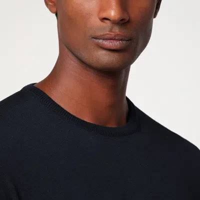Roberto Collina Round-neck Long-sleeve Knitted Sweater In Blue