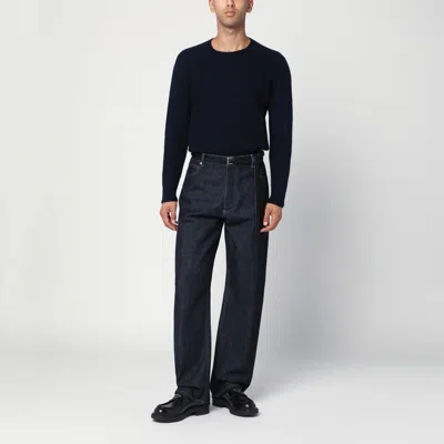 Drumohr Black Wool Crew Neck Sweater In Blue