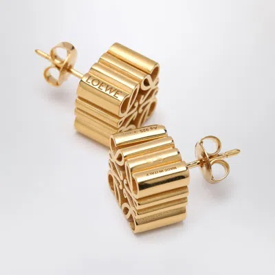 Loewe Anagram Cube Stud Earrings In Gold