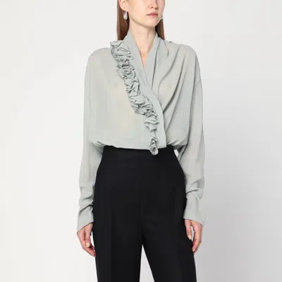 Alberta Ferretti Ice-colored Shirt With Floral Detail