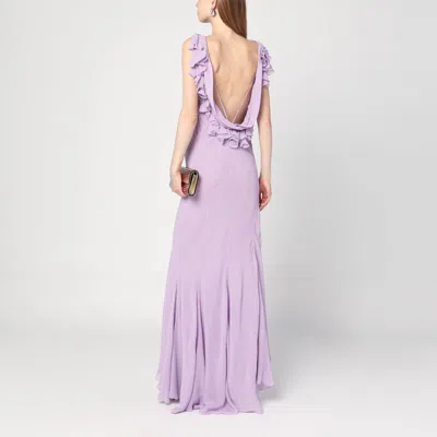 Alberta Ferretti Long Dress With Light Purple Ruffles Women In Purple