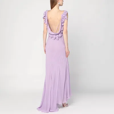 Alberta Ferretti Long Dress With Light Purple Ruffles Women In Purple