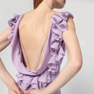 Alberta Ferretti Long Dress With Light Purple Ruffles Women In Purple