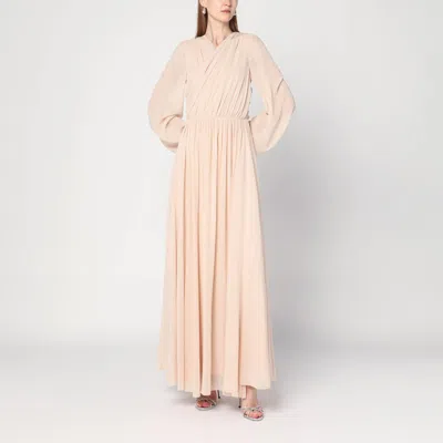 Alberta Ferretti Silk Georgette Draped Detailing Floor-length Dress In Pink
