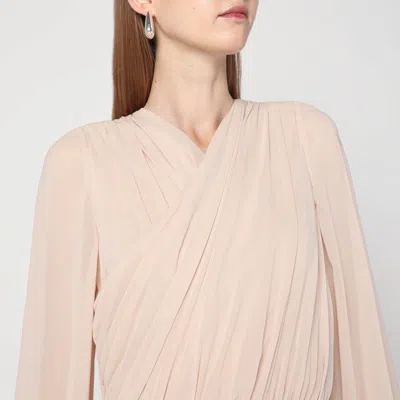 Alberta Ferretti Silk Georgette Draped Detailing Floor-length Dress In Pink