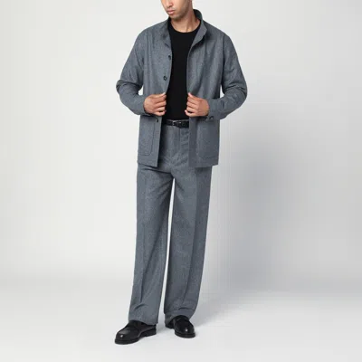 Tagliatore Wool Jacket With Front Pockets And Notched Collar In Gray