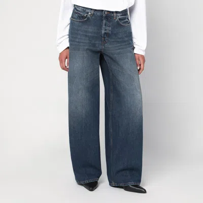 Haikure Wide-leg Jeans Washed Effect In Blue