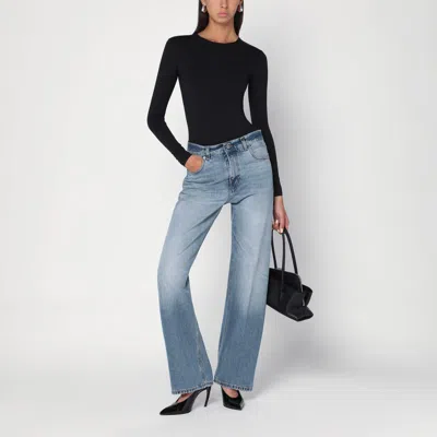 Haikure Wide Blue Washed Effect Jeans In Blue