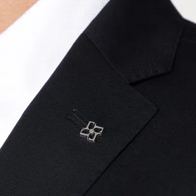 Tagliatore Blue Single-breasted Wool Suit In Black