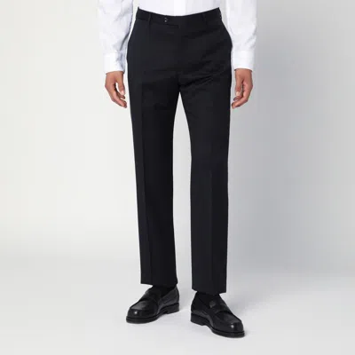 Tagliatore Blue Single-breasted Wool Suit In Black