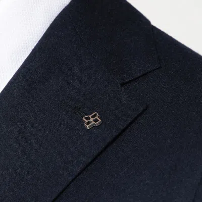 Tagliatore Single-breasted Blue Wool And Cashmere Suit In Black