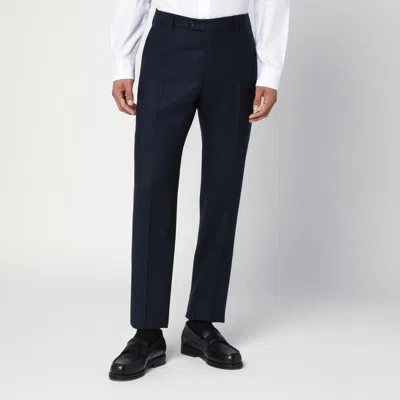 Tagliatore Single-breasted Blue Wool And Cashmere Suit In Black