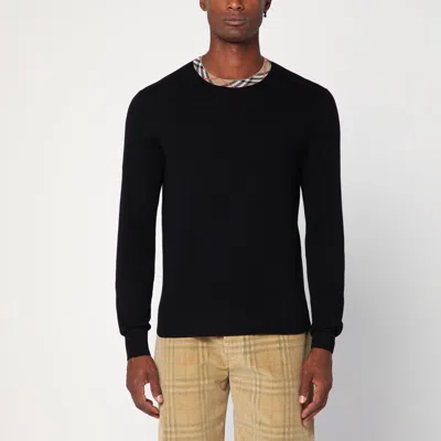 Burberry Crew Neck Knitwear With Distinctive Patterned Collar