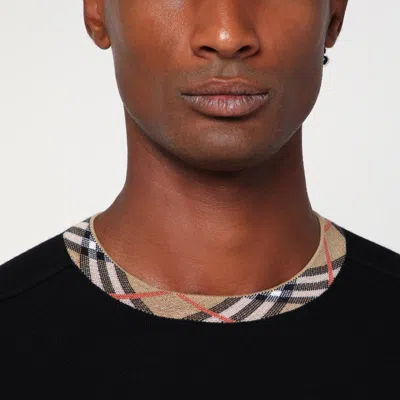 Burberry Crew Neck Knitwear With Distinctive Patterned Collar