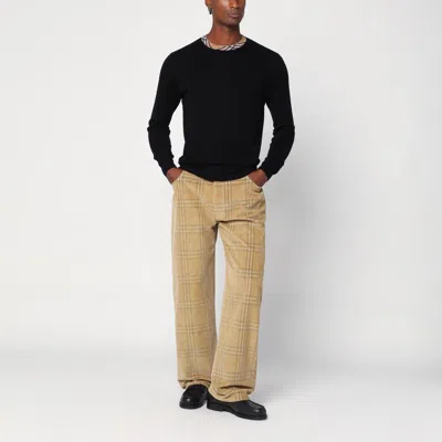 Burberry Corduroy Pant With Embroidered Plaid Pattern