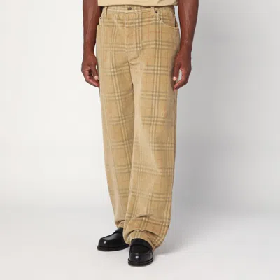 Burberry Corduroy Pant With Embroidered Plaid Pattern