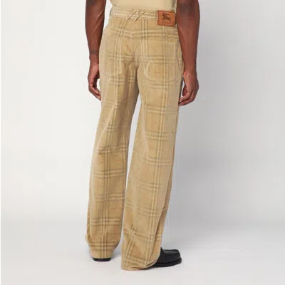 Burberry Corduroy Pant With Embroidered Plaid Pattern