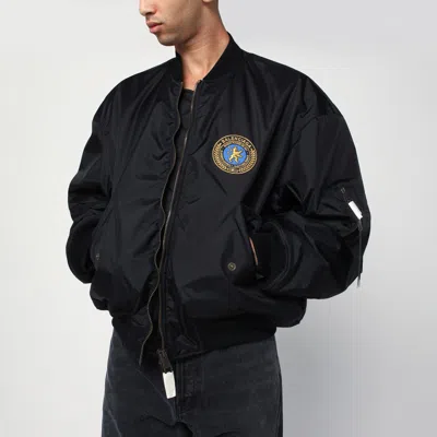 Balenciaga Men Bomber Jacket With Logo In Black